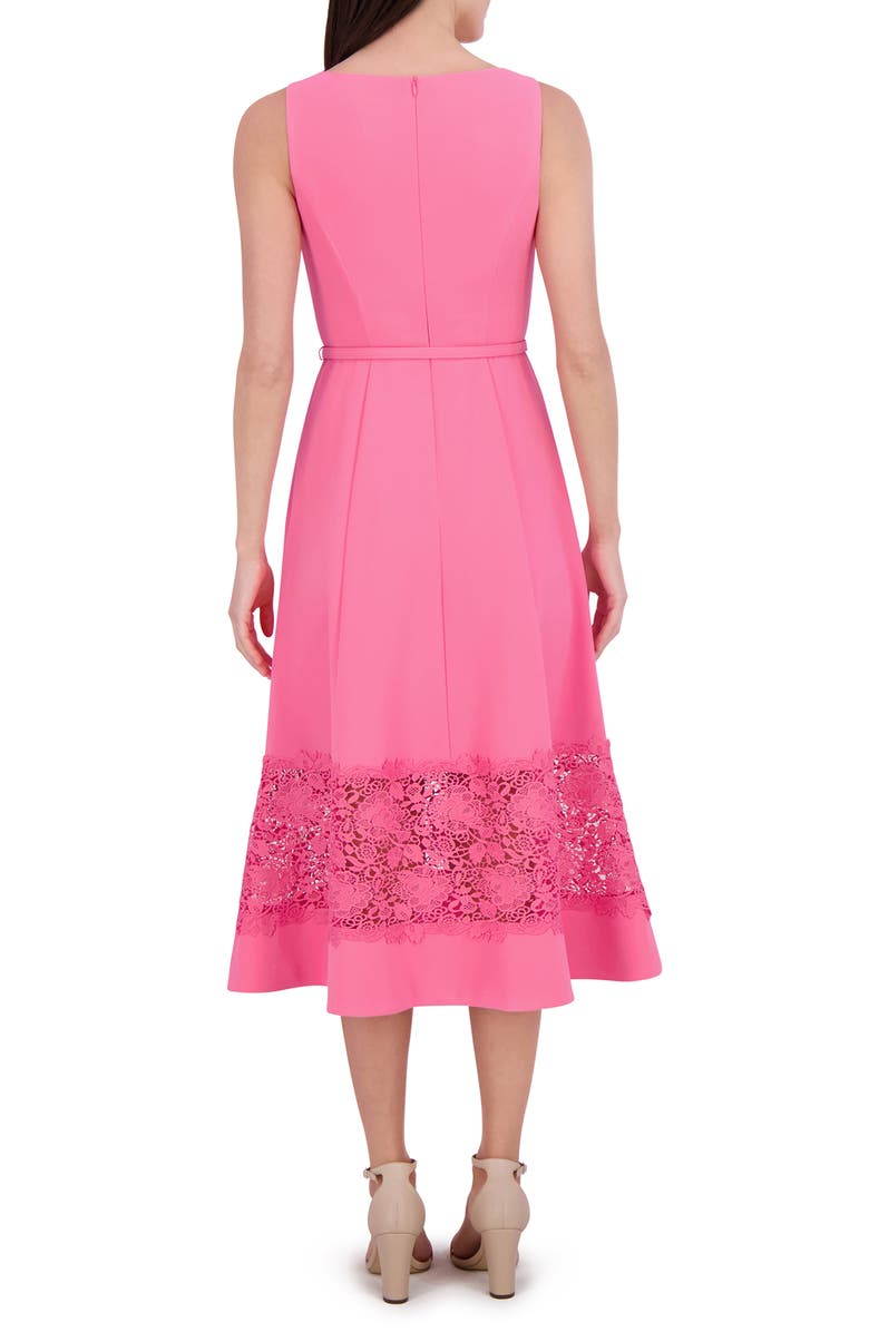Eliza J Lace Inset Midi Dress, Alternate, color, Lipstick