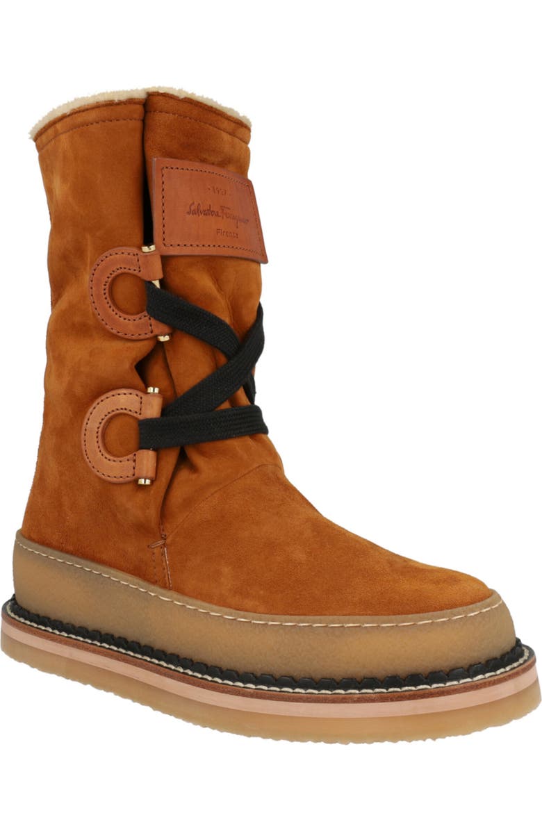 FERRAGAMO Celeno Genuine Shearling Lined Suede Boot, Main, color,