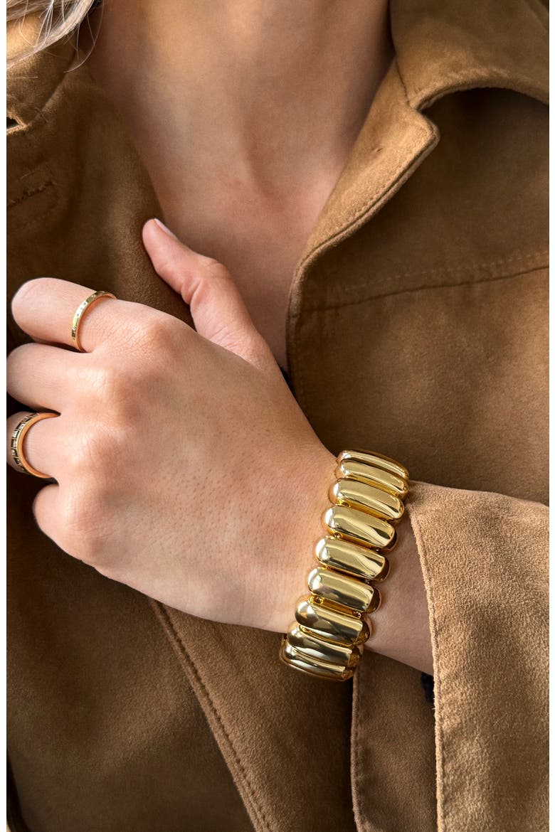 Keira Ribbed Stretch Bracelet, Alternate, color, GOLD