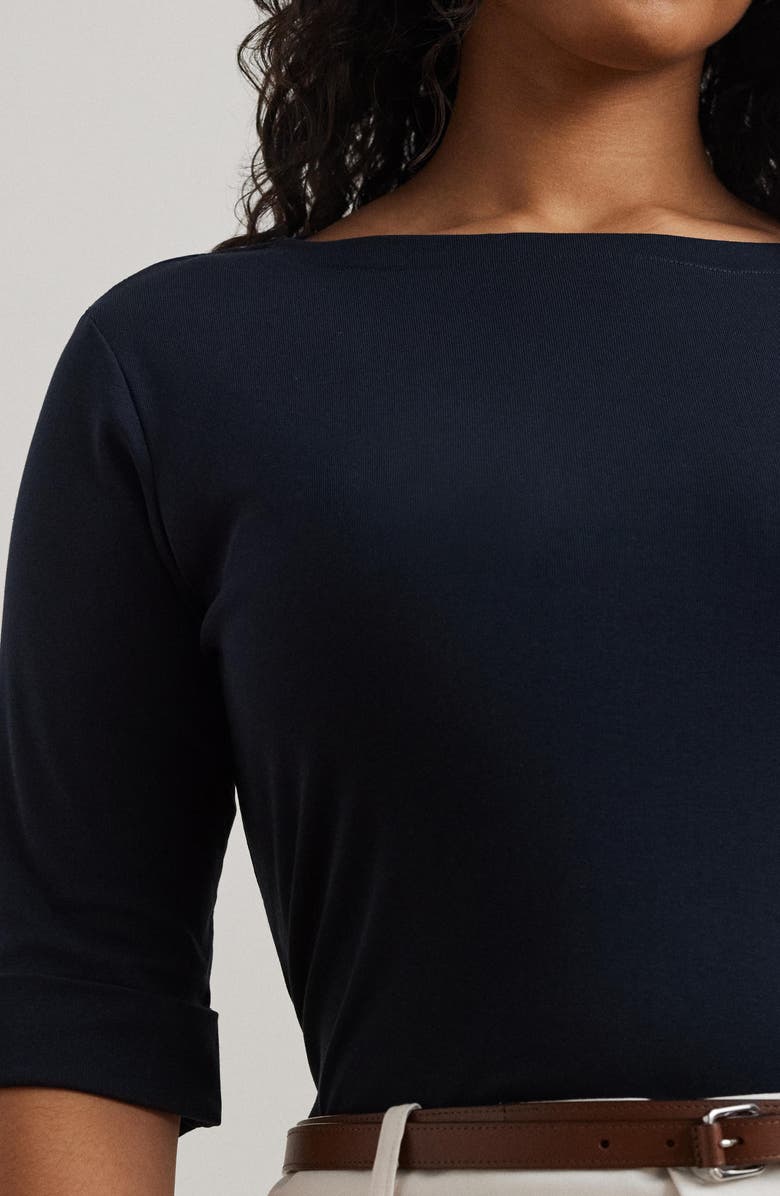 Lauren Ralph Lauren Boat Neck Top, Alternate, color, Lauren Navy
