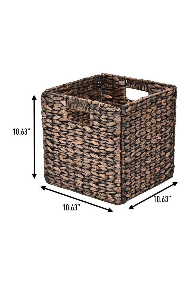 Bryce Classic Farmhouse Handwoven Hyacinth Collapsible Storage Cube Baskets with Handles,, Alternate, color, Woody