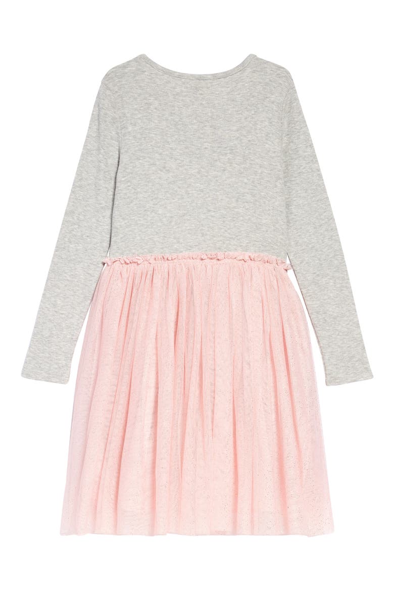 Kids' Pullover Tutu Dress, Alternate, color, GREY HEATHER- PINK SPARKLE