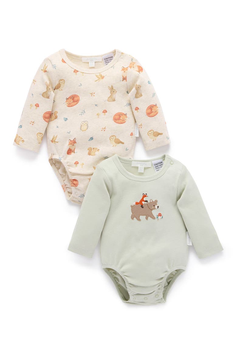2 Pack Baby Bodysuit, Main, color, Woodland Print