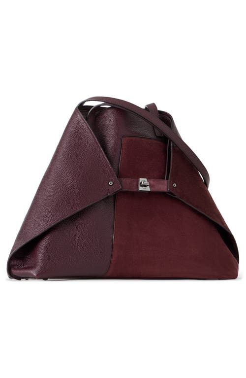 Akris Ai Medium Patchwork Leather Tote Bag In Burgundy