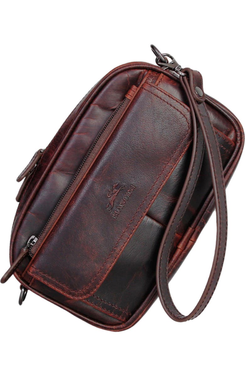 Mancini Buffalo Leather Organizer Crossbody Bag, Alternate, color, Brown