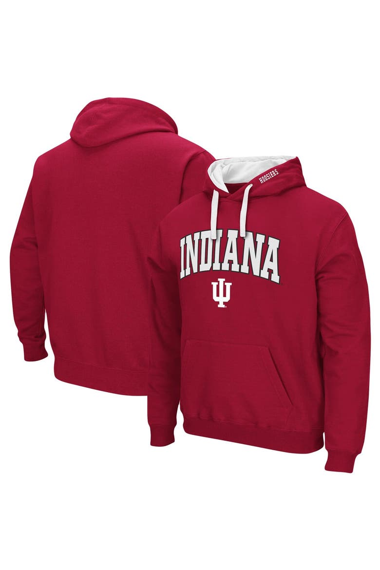 Men's Colosseum Crimson Indiana Hoosiers Big & Tall Arch & Logo 2.0 Pullover Hoodie, Alternate, color, Crimson