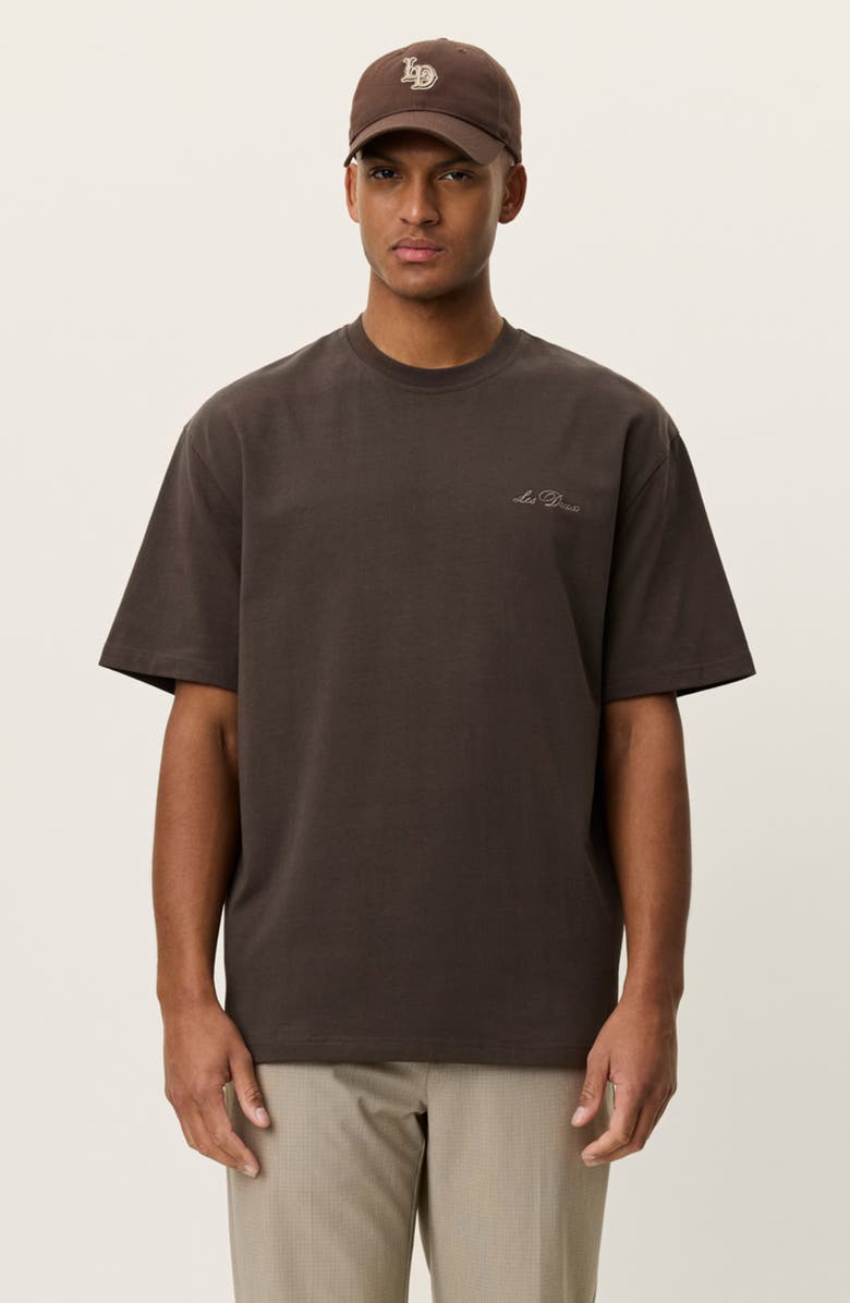 Les Deux Crewneck Logo T-Shirt, Alternate, color, Turkish Coffee Brown