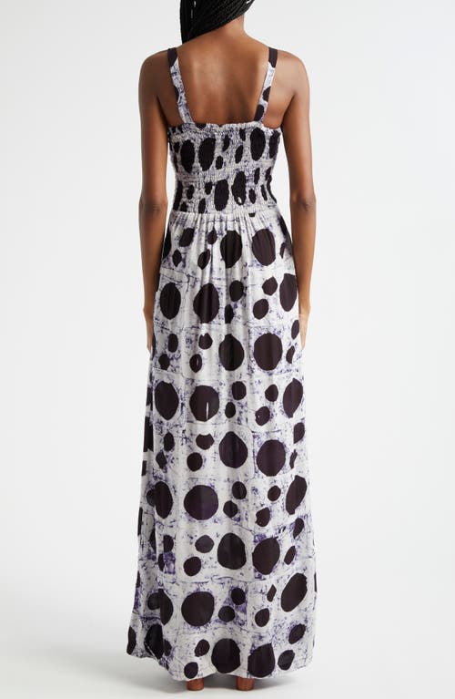 Busayo Ajayi Sleeveless Dot Print Dress In Indigo Blue, White