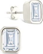 Sterling Forever Emerald-Cut Cubic Zirconia Stud Earrings