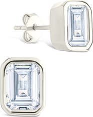 Sterling Forever Emerald-Cut Cubic Zirconia Stud Earrings