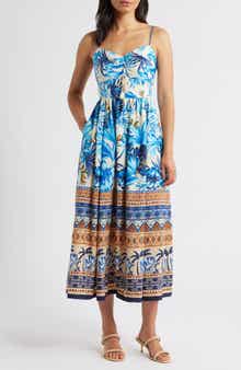 Eliza J Ruched Front Midi Sundress