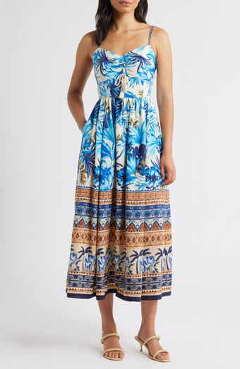 Eliza J Ruched Front Midi Sundress