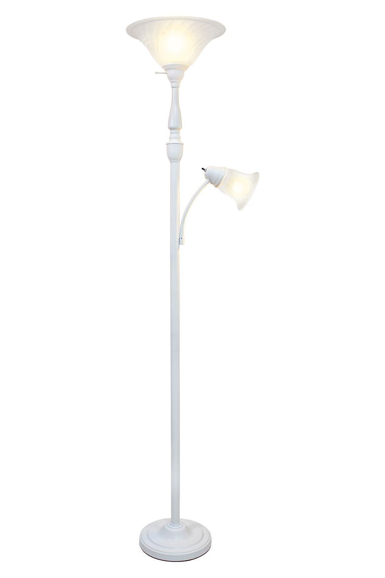 Torchiere Floor Lamp, Alternate, color, WHITE/ WHITE SHADES