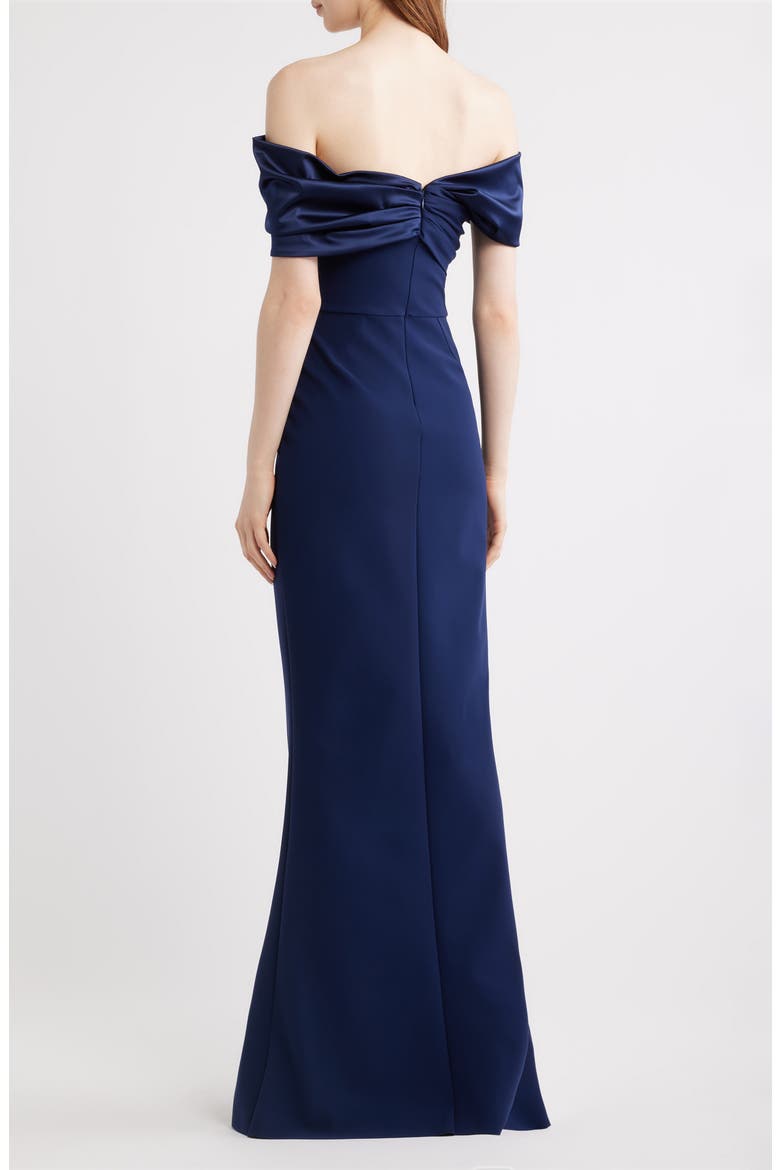 Vezia One-Shoulder Mixed Media Gown, Alternate, color, BLUE NOTE