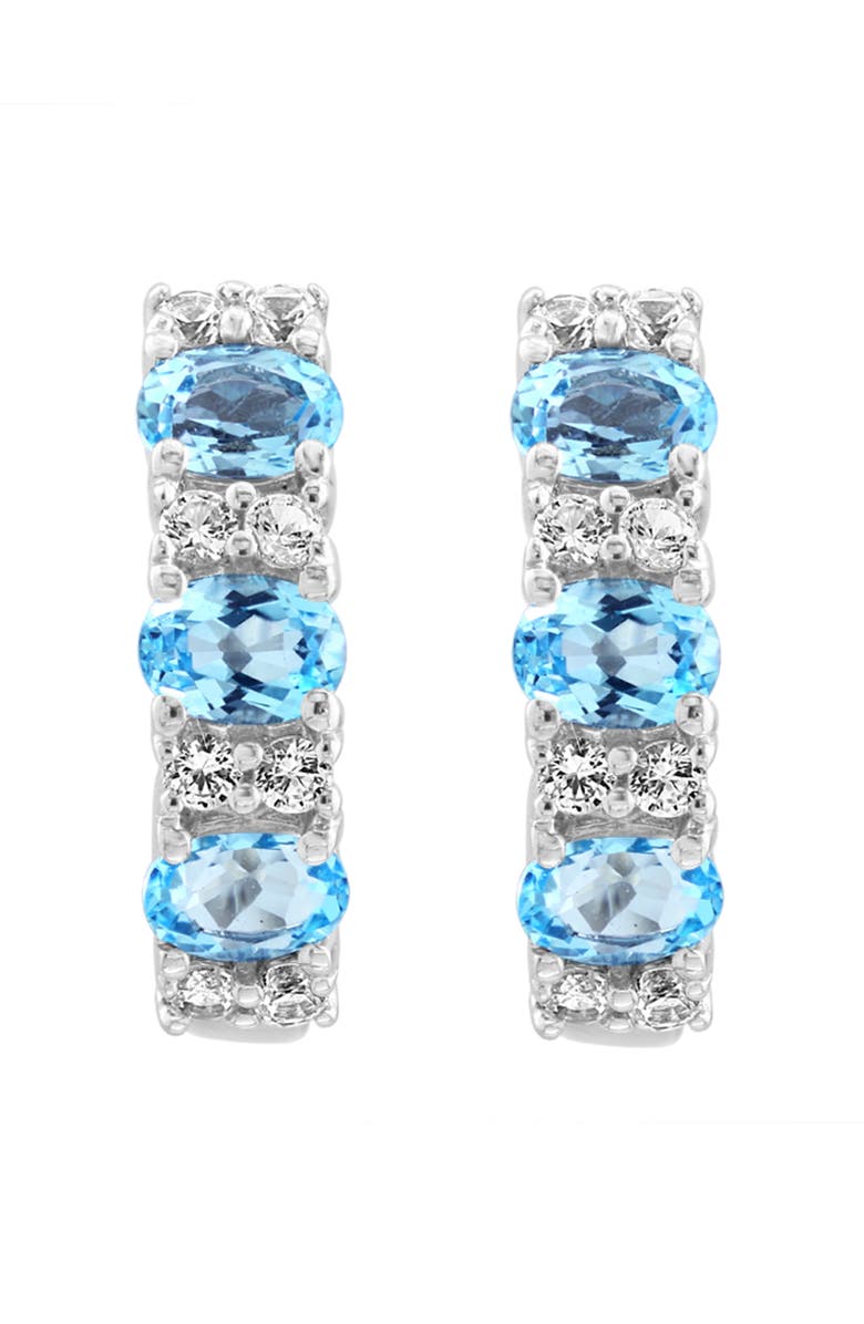 EFFY Sterling Silver Blue Topaz & White Sapphire Huggie Hoop Earrings, Alternate, color, Blue
