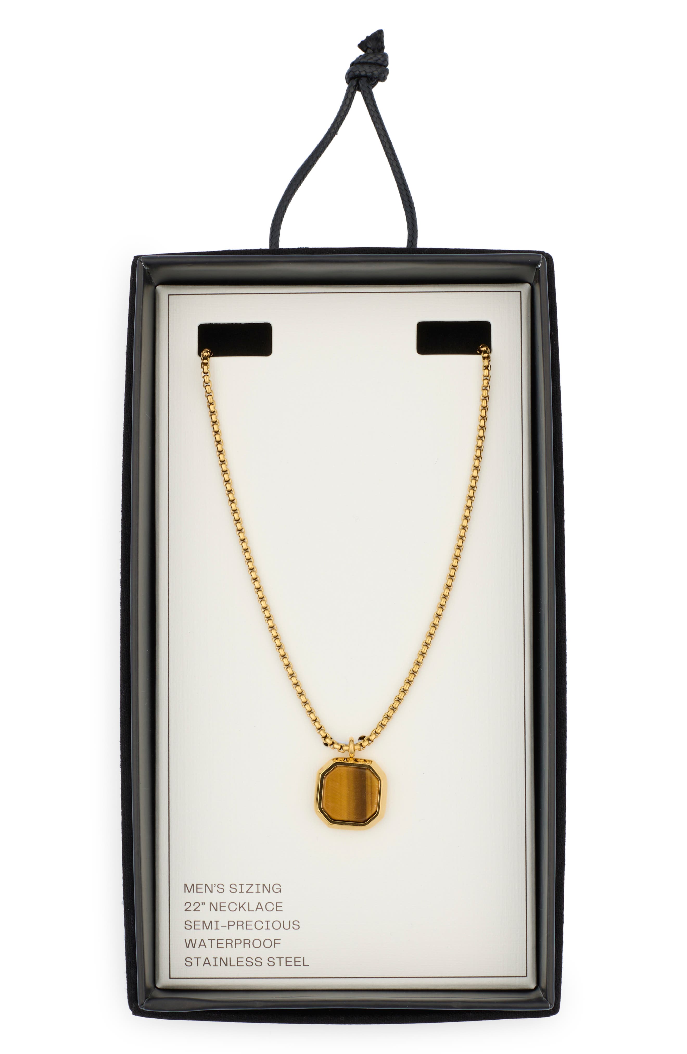 Men's Waterproof Semiprecious Stone Pendant Necklace