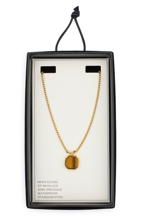 Men's Waterproof Semiprecious Stone Pendant Necklace