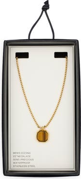 NORDSTROM RACK Men's Waterproof Semiprecious Stone Pendant Necklace