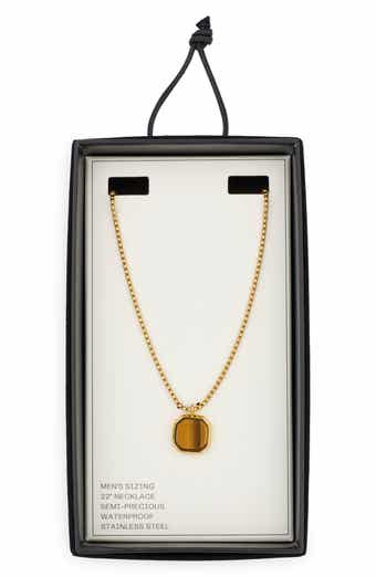 Men's Waterproof Semiprecious Stone Pendant Necklace
