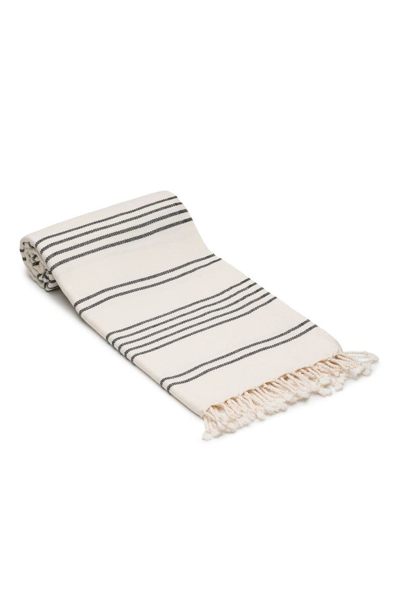 Oliviera Home Heritage Stripe Turkish Cotton Bath Towel, Main, color, Black