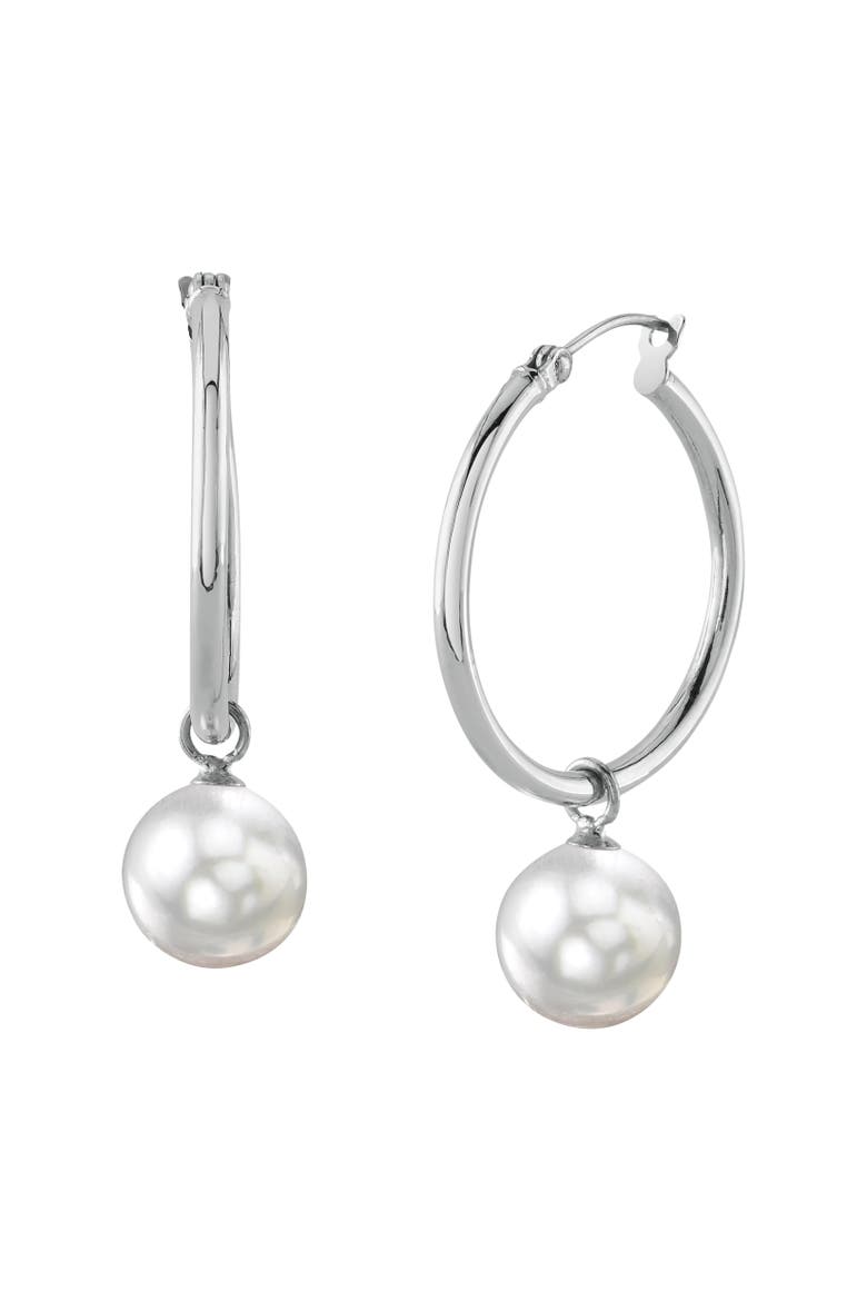 White South Sea Pearl Hoop Leane Dangling Earrings, Main, color, White Gold
