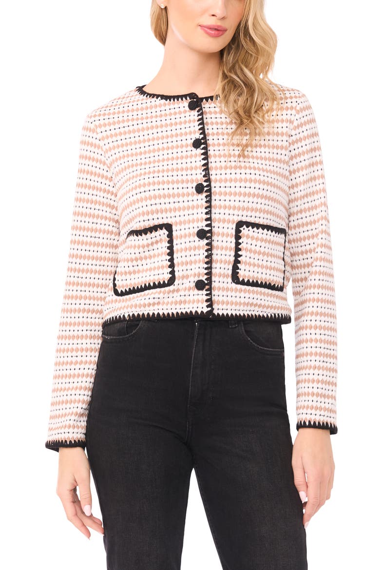 Contrast Trim Cardigan, Main, color, TOFFEE