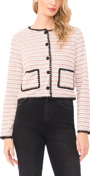CeCe Contrast Trim Cardigan