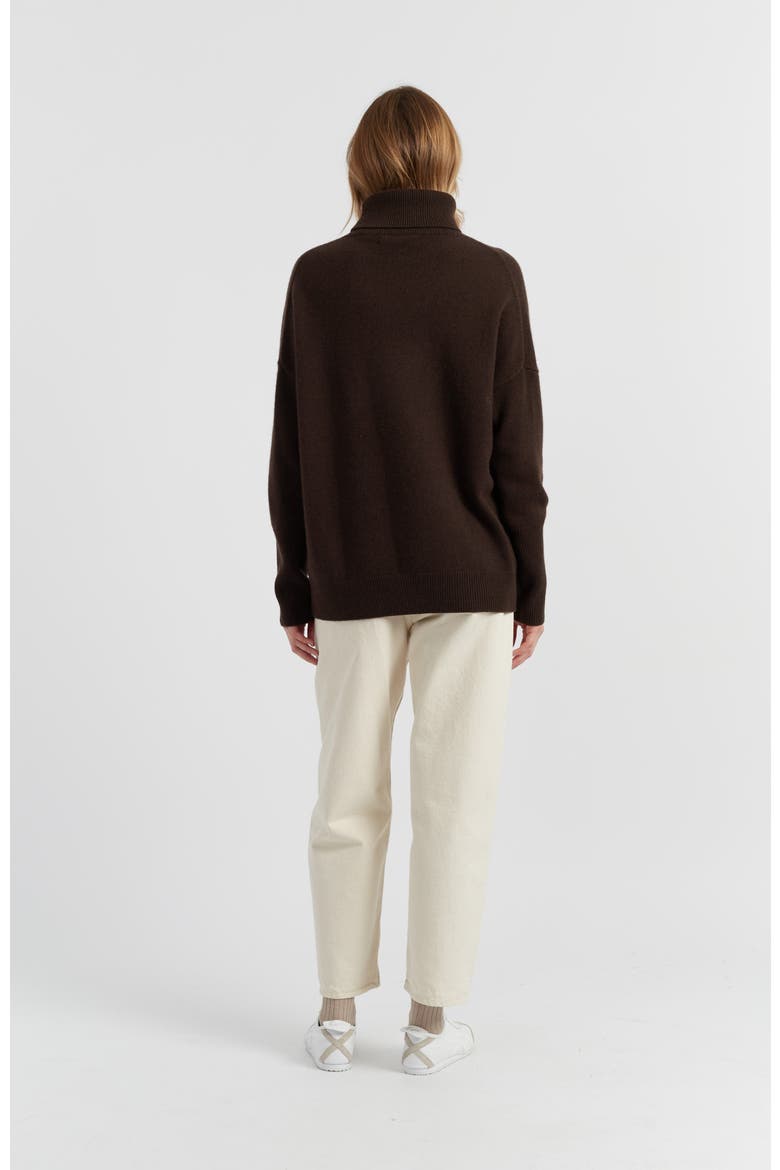 Pure Cashmere Roll Neck Sweater, Alternate, color, Chocolate