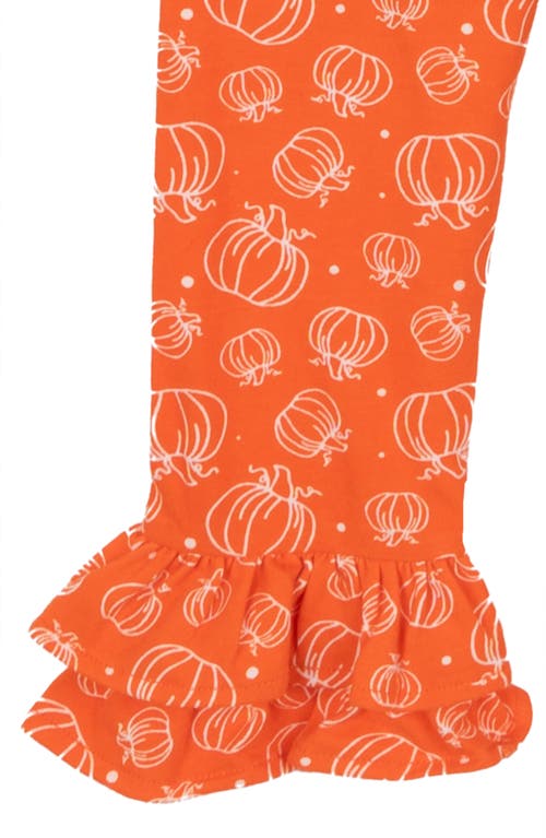 Rare Editions Turkey Ruffle Top & Leggings Set In Orange