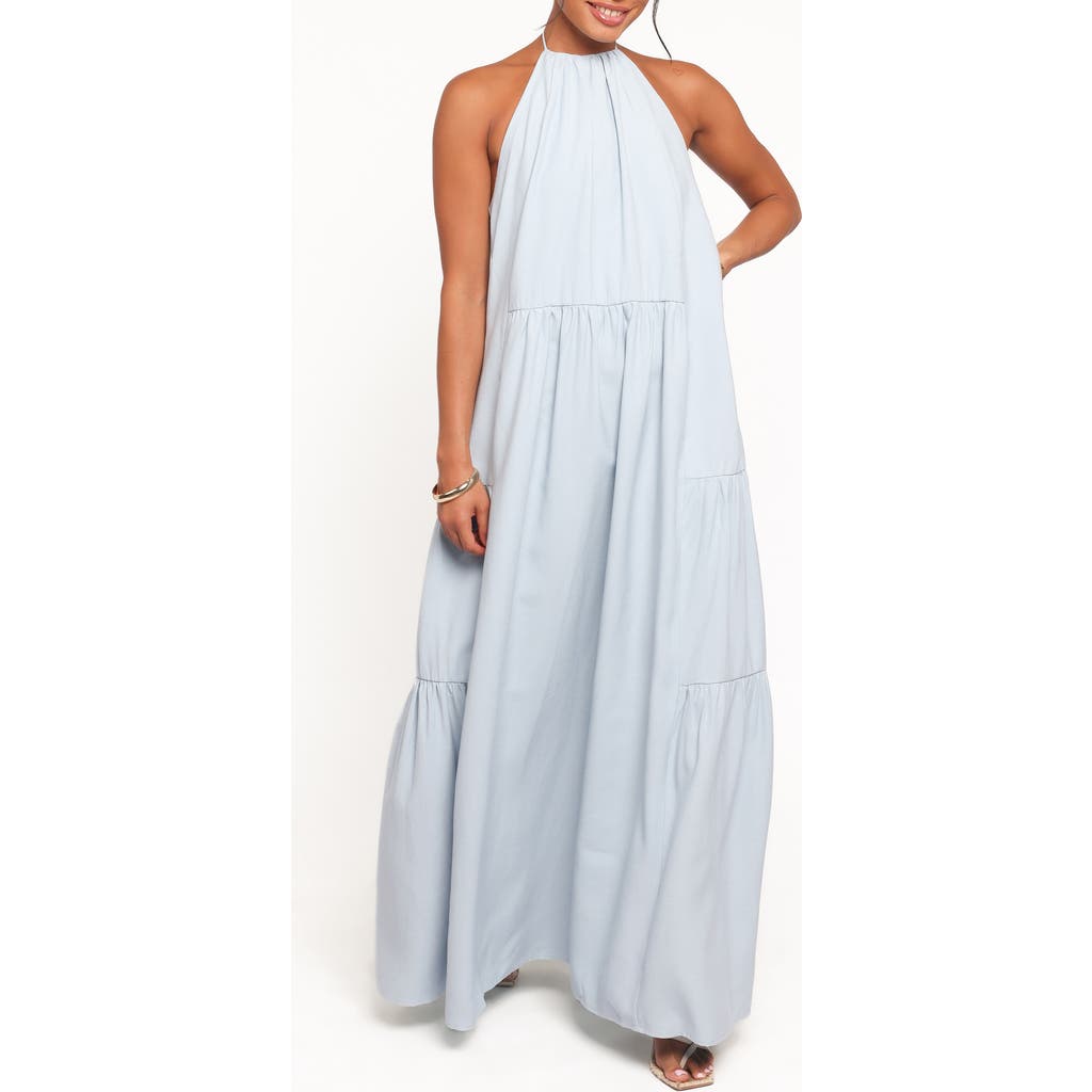 Petal & Pup Eimear Halter Maxi Dress in Blue at Nordstrom, Size Large