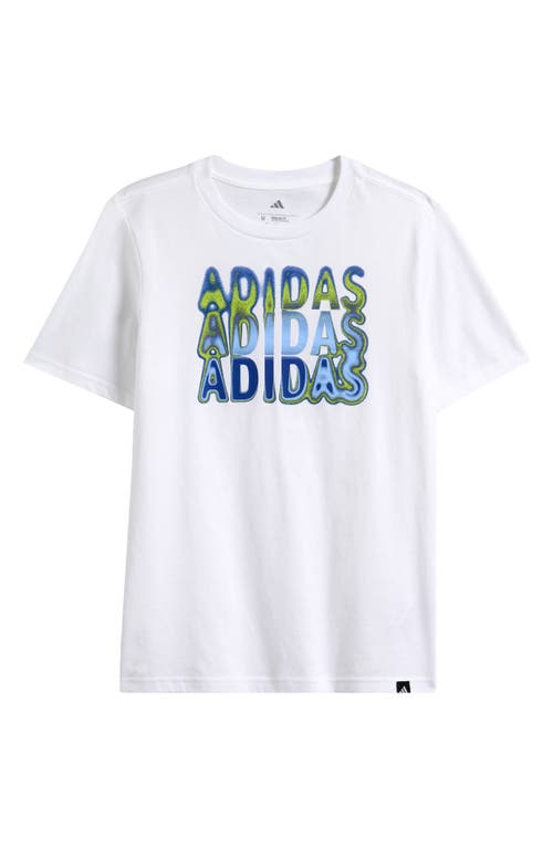 Adidas Originals Adidas Kids' Heat Map Lineage Cotton Graphic T-shirt In White W/blue