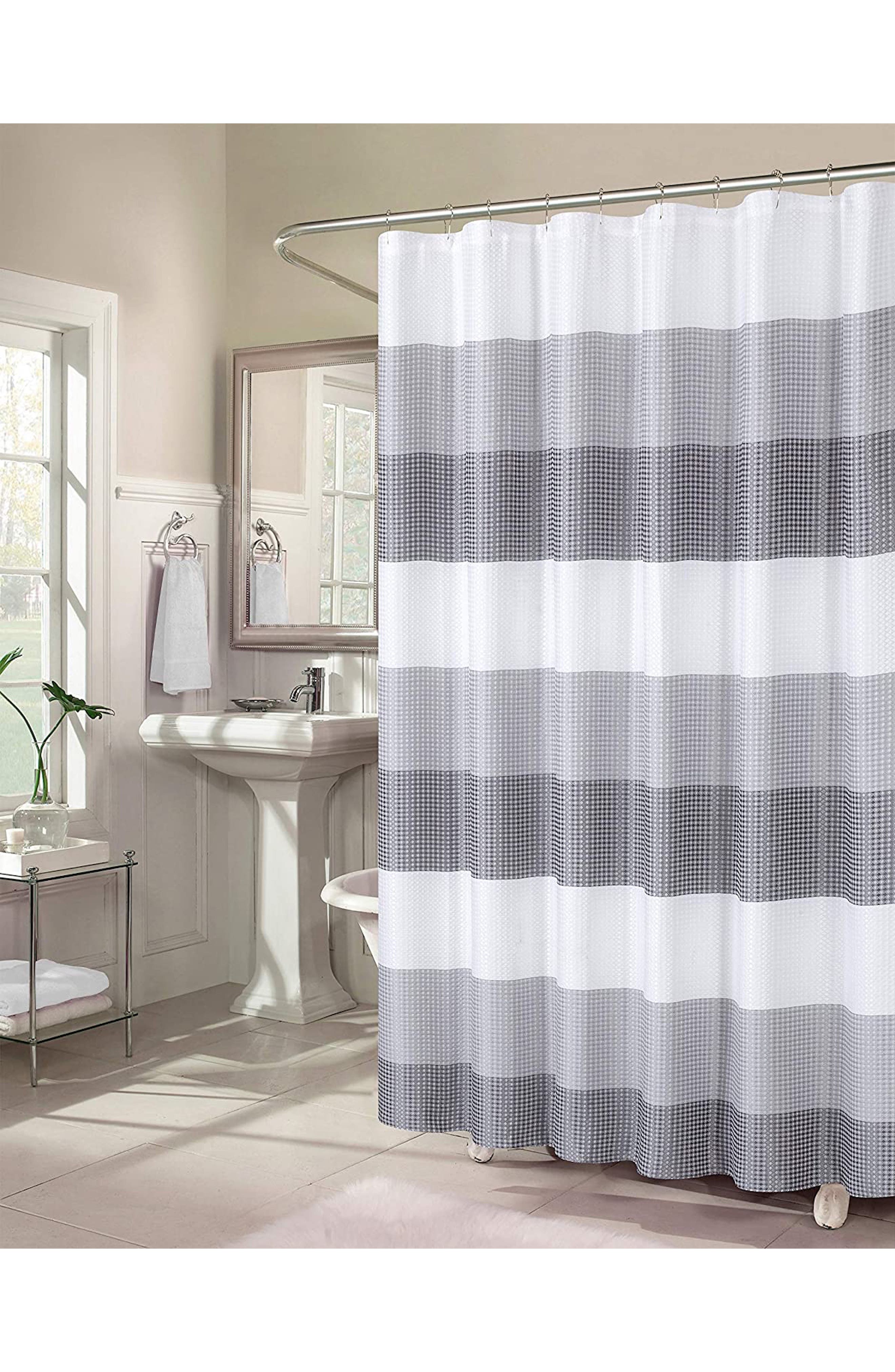 DAINTY HOME Shades Ombré Waffle Texture Shower Curtain