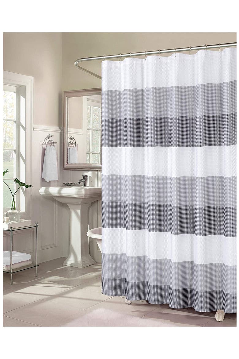 Shades Ombré Waffle Texture Shower Curtain, Main, color, GREY
