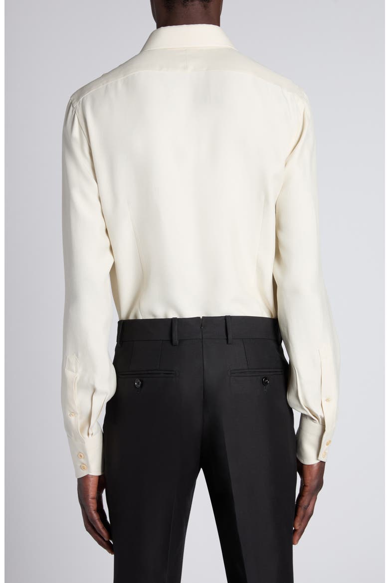 Classic Fit Silk & Curpo Twill Button-Up Shirt, Alternate, color, CANVAS WHITE