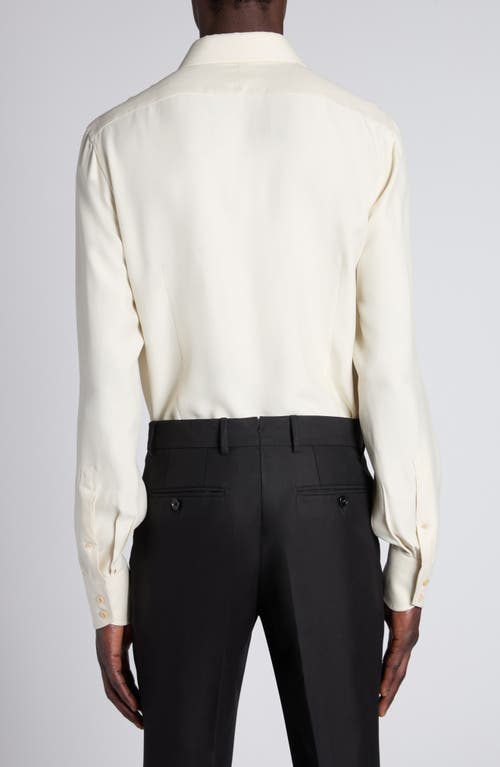 Tom Ford Classic Fit Silk & Curpo Twill Button-up Shirt In Canvas White