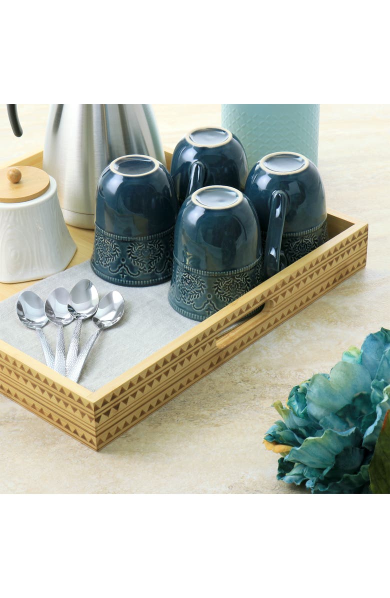 Gibson Home Sadler 15 Inch Wood Serving Tray with Built-in Handles, Alternate, color, Brown