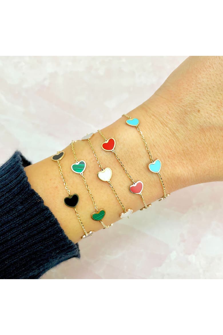 Mother of Pearl Heart Station Bracelet, Alternate, color, Mother of Pearl