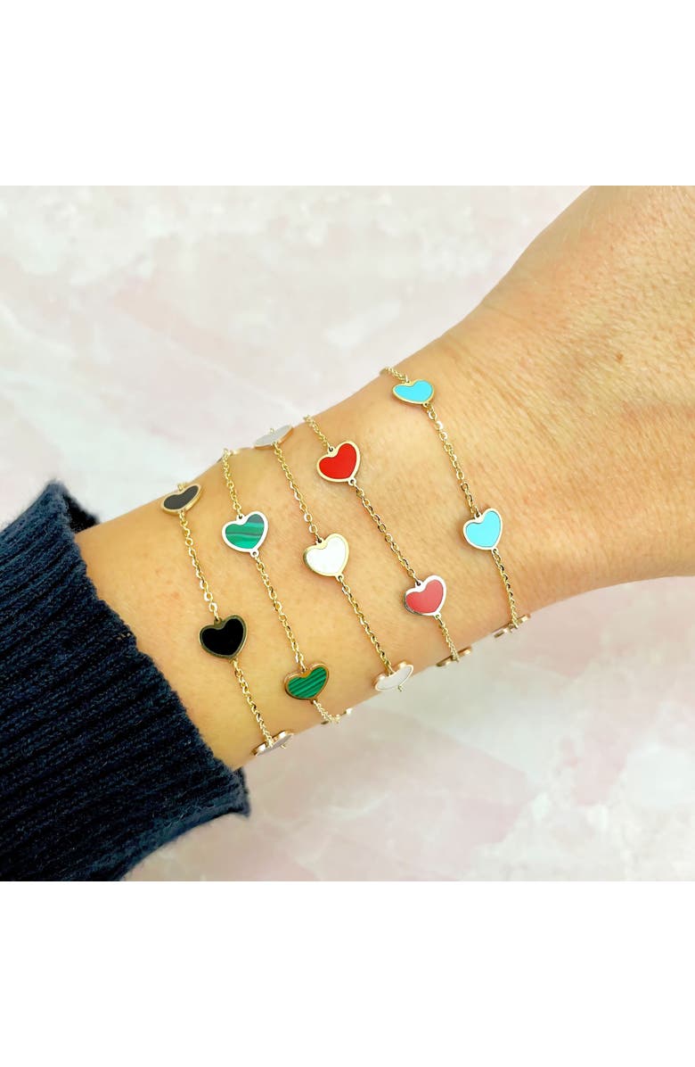 The Lovery Fine Jewelry Mother of Pearl Heart Station Bracelet, Alternate, color, Mother Of Pearl