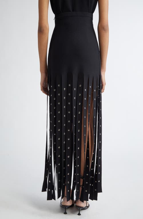 Shop Proenza Schouler Effe Studded Fringe Hem Compact Knit Skirt In Black