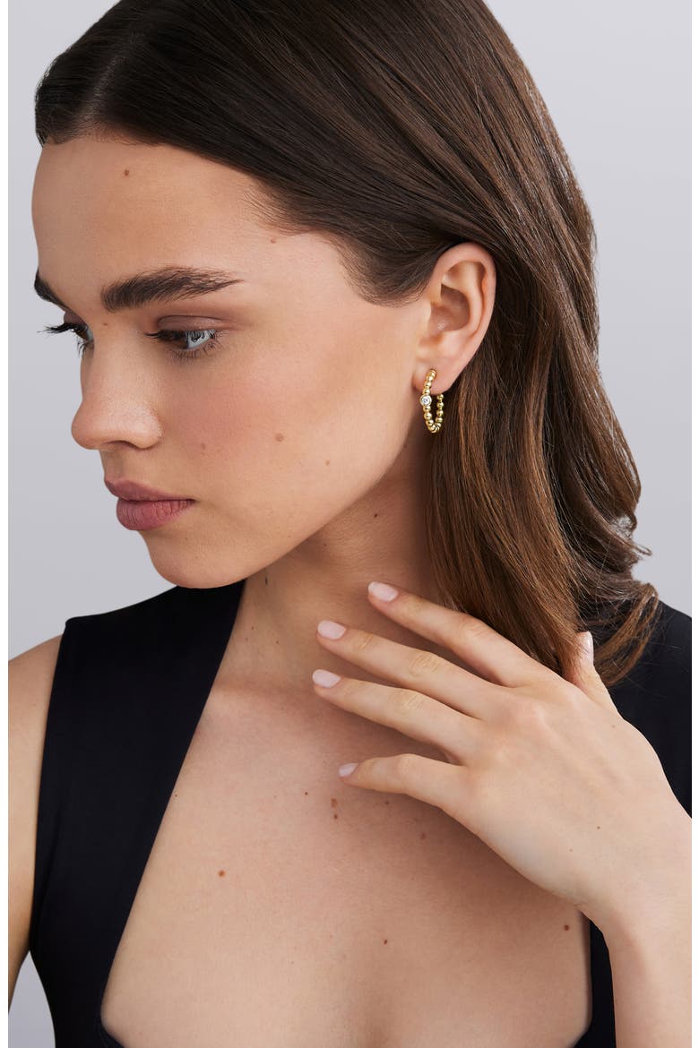 Caviar Diamond Hoop Earrings, Alternate, color, GOLD