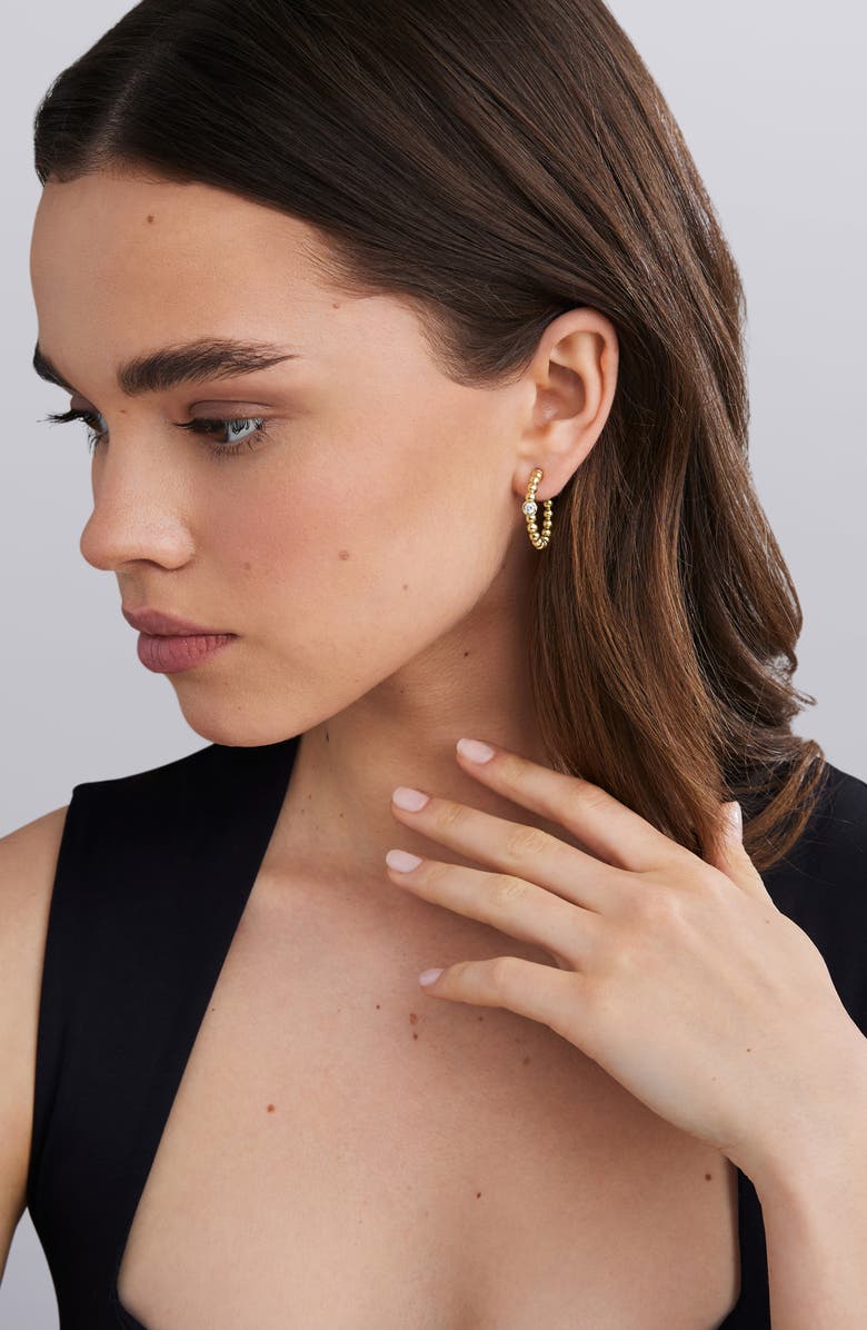 LAGOS Caviar Diamond Hoop Earrings, Alternate, color, Gold