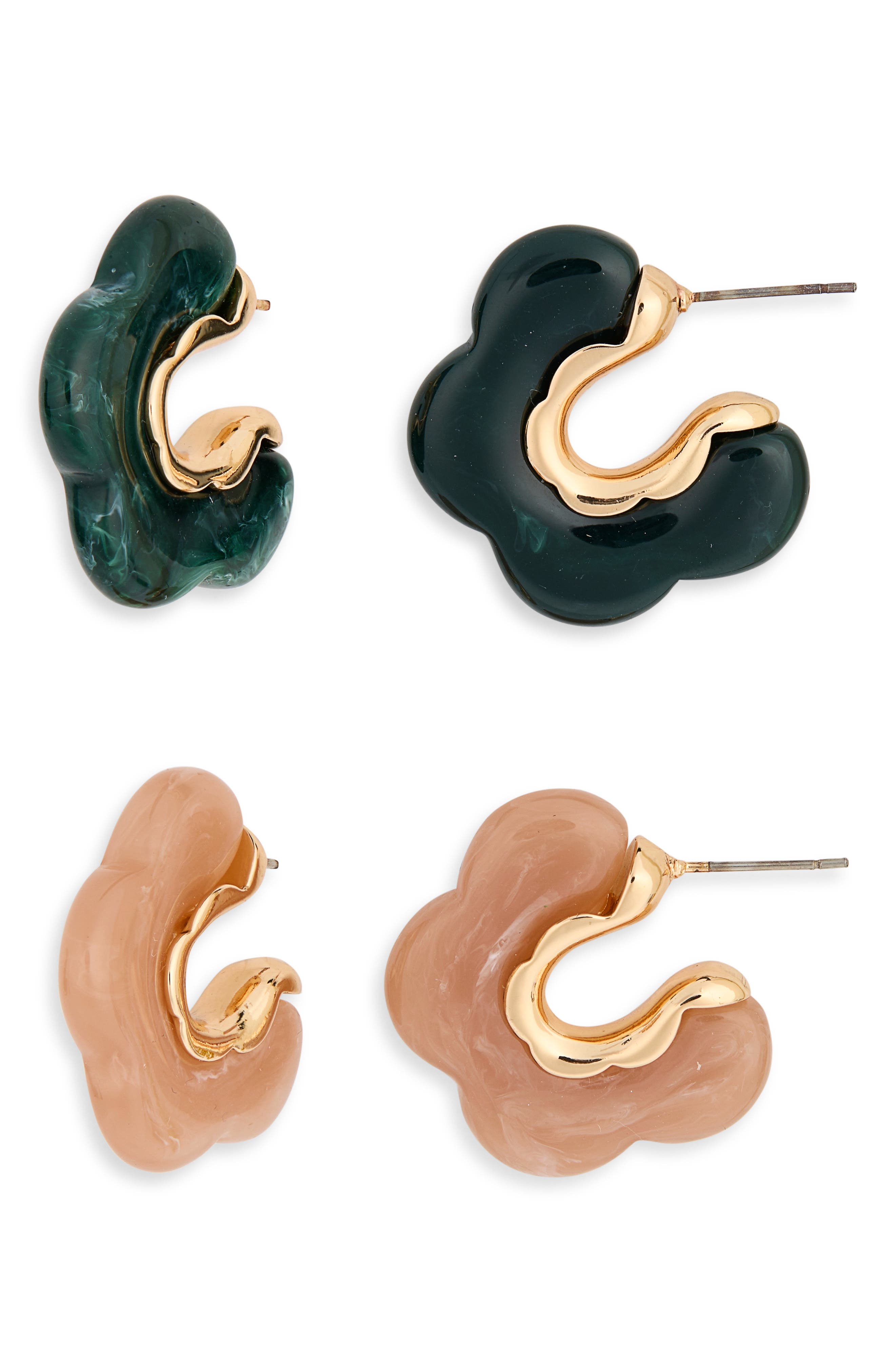 Set of 2 Scalloped Resin Hoop Earrings