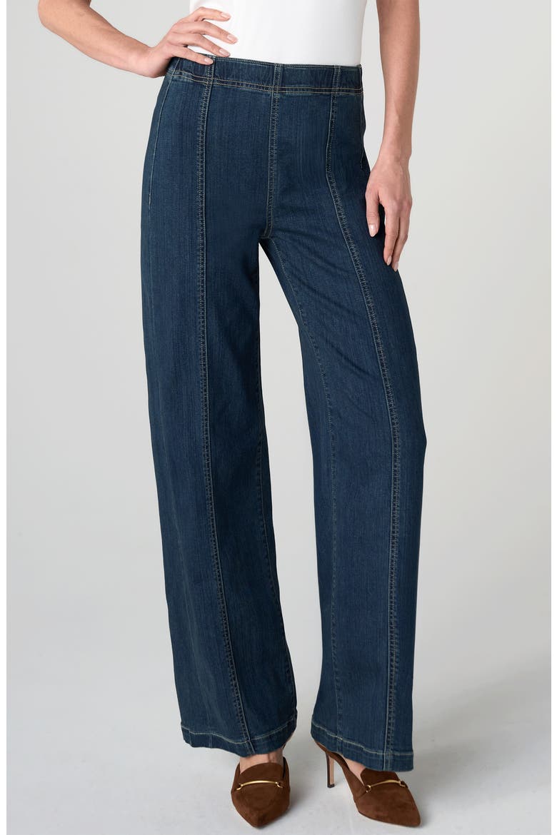 High Waist Seam Detail Wide Leg Jeans, Main, color, CROSSWIND