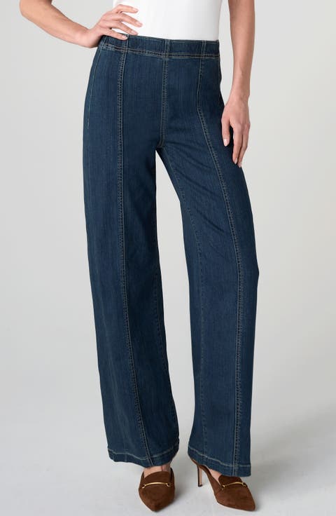 High Waist Seam Detail Wide Leg Jeans