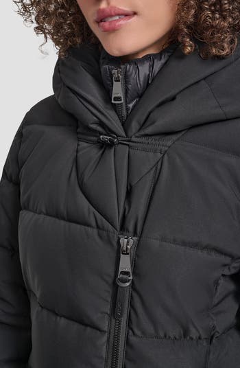 Water Resistant Hooded Puffer Jacket with Bib