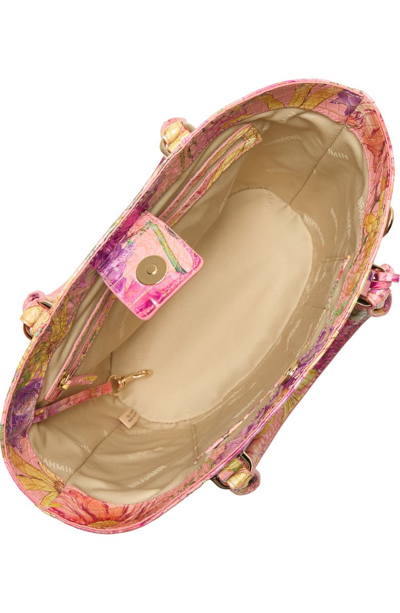 Brahmin Jenny Floral Print Croc Embossed Leather Satchel, Alternate, color,