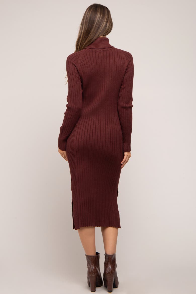 Long Sleeve Turtleneck Sweater Dress, Alternate, color, Brown