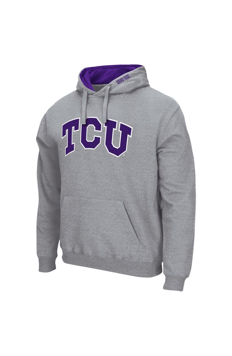 COLOSSEUM Men's Colosseum Heather Gray TCU Horned Frogs Arch & Logo 3.0 Pullover Hoodie, Alternate, color, Heather Gray