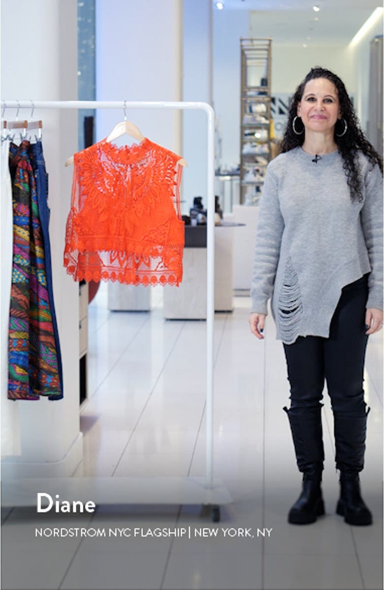 Toucan Guipure Lace Sleeveless Crop Top, sales video thumbnail