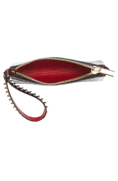Christian Louboutin Mini Cabata Soft Croc Embossed Patent Leather Wristlet In Multi